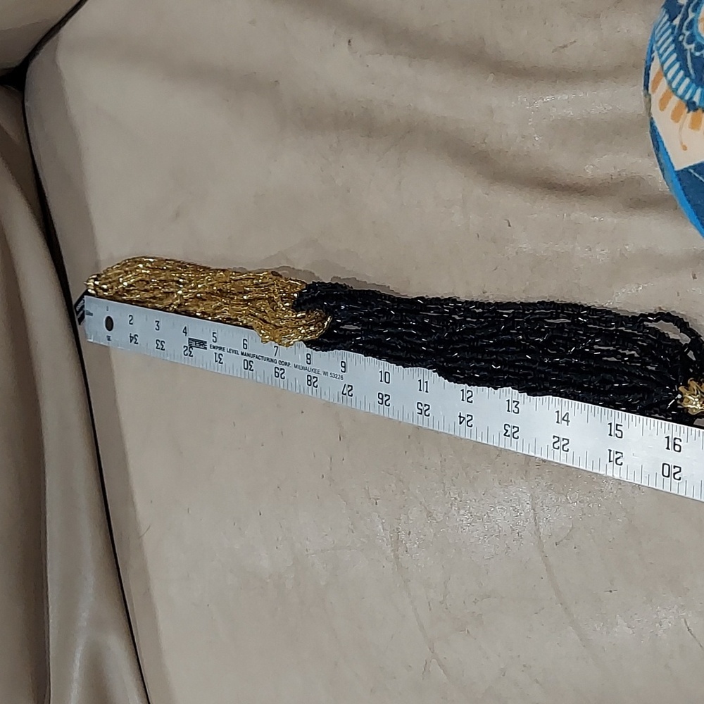 Black and gold bohemian glass bead necklace - Picture 3 of 3
